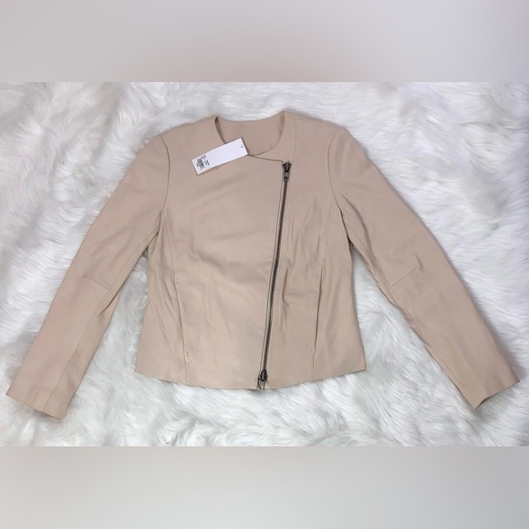 NWT $995 Vince Cross-front Lamb Leather Jacket In Rosewater - Picture 5 of 6